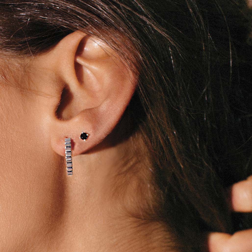 Murkani 3mm Stud Earrings - Black Spinel in Sterling Silver