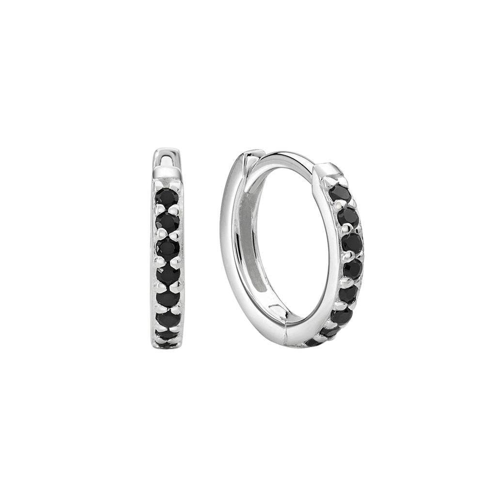 Murkani 13mm Huggies in Black Spinel in Sterling Silver