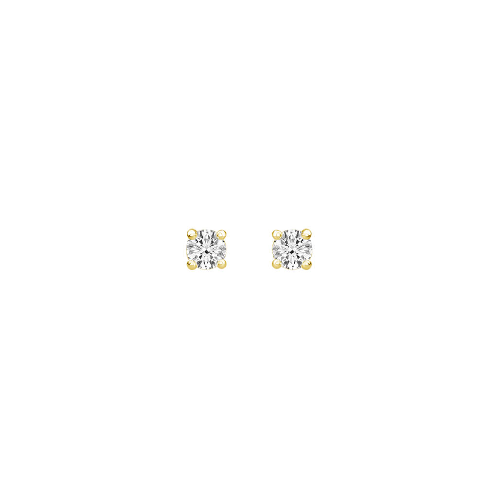 Murkani Petites 3mm White Topaz Stone Earrings Set In 18 KT Yellow Gold Plate