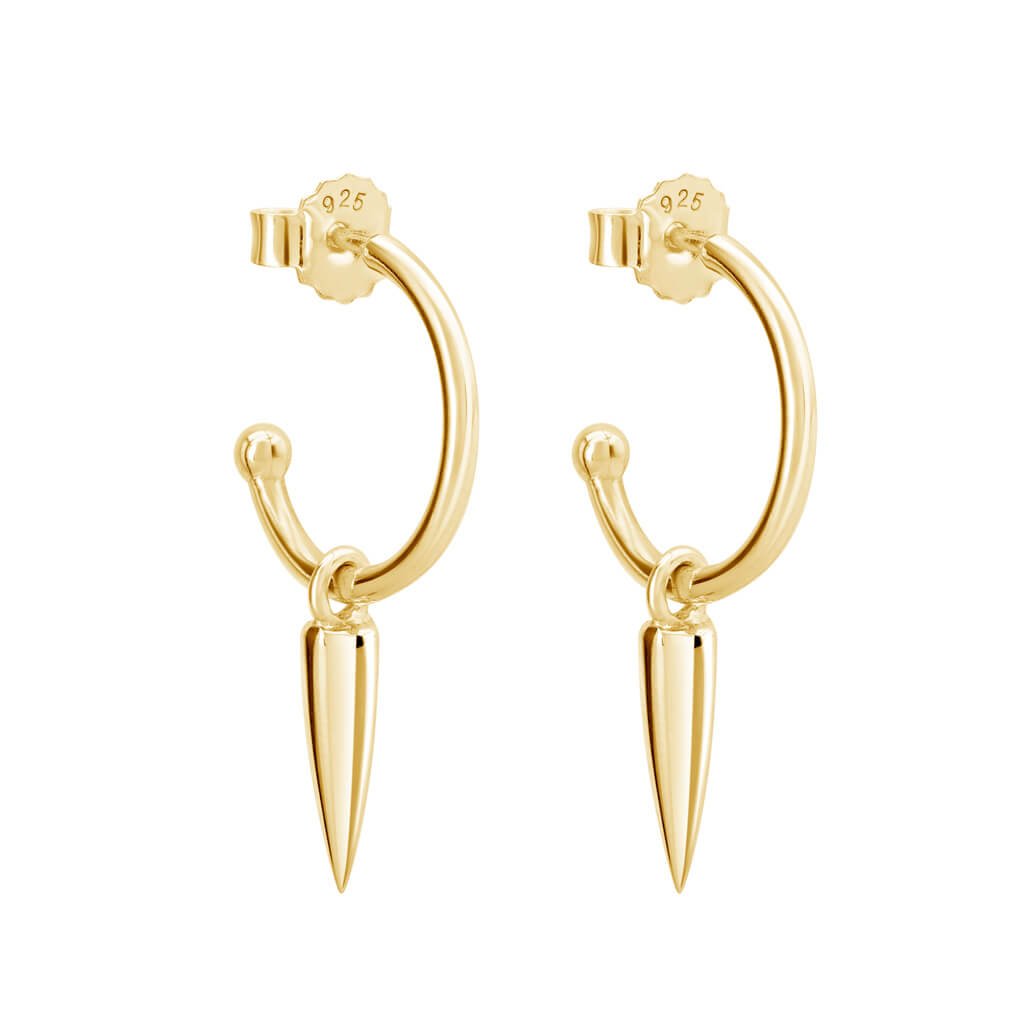 Murkani Dagger Small Hoop Earrings In Yellow Gold Plate