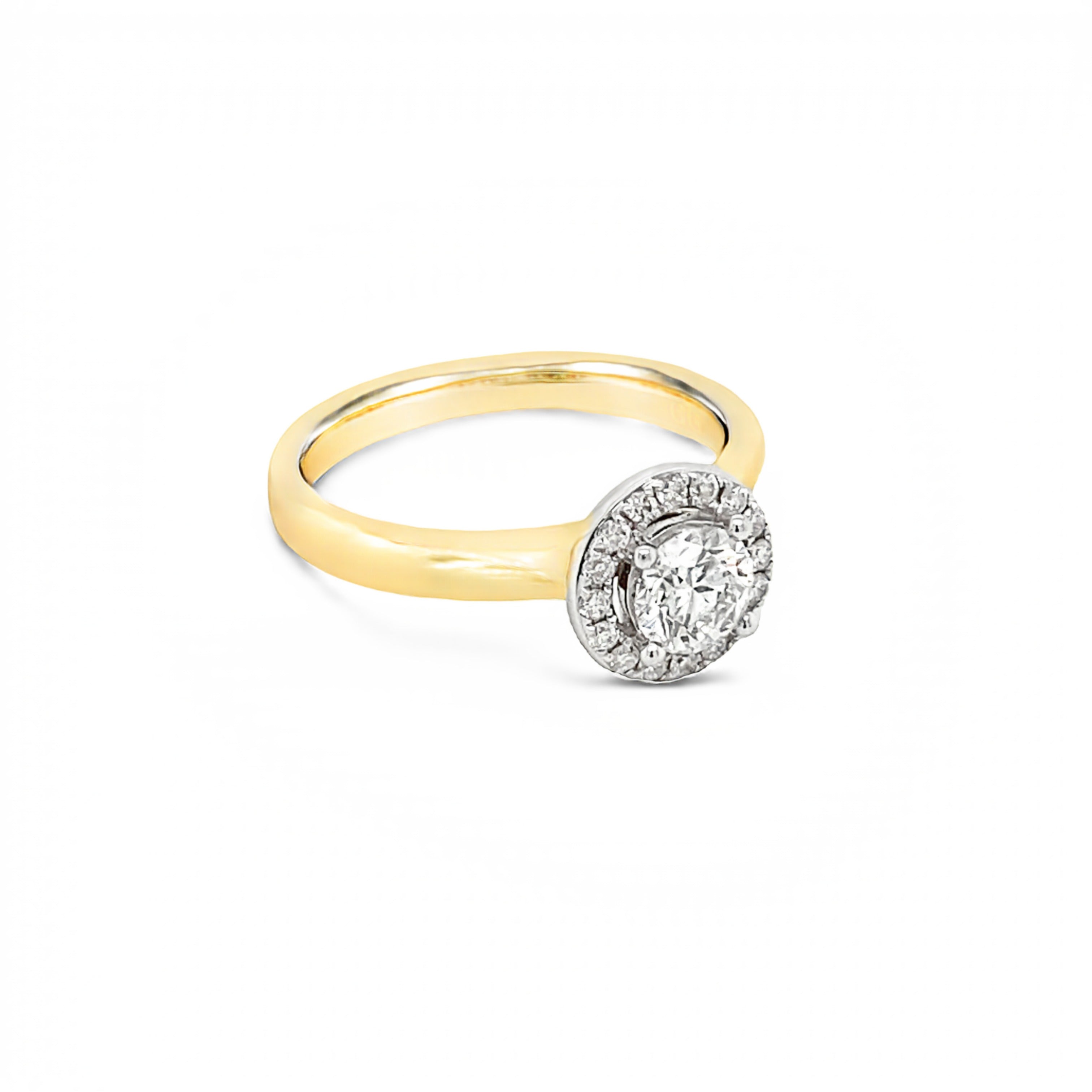 18ct Yellow Gold 0.70ct Round Brilliant Cut Diamond Halo Ring- tdw 0.86ct