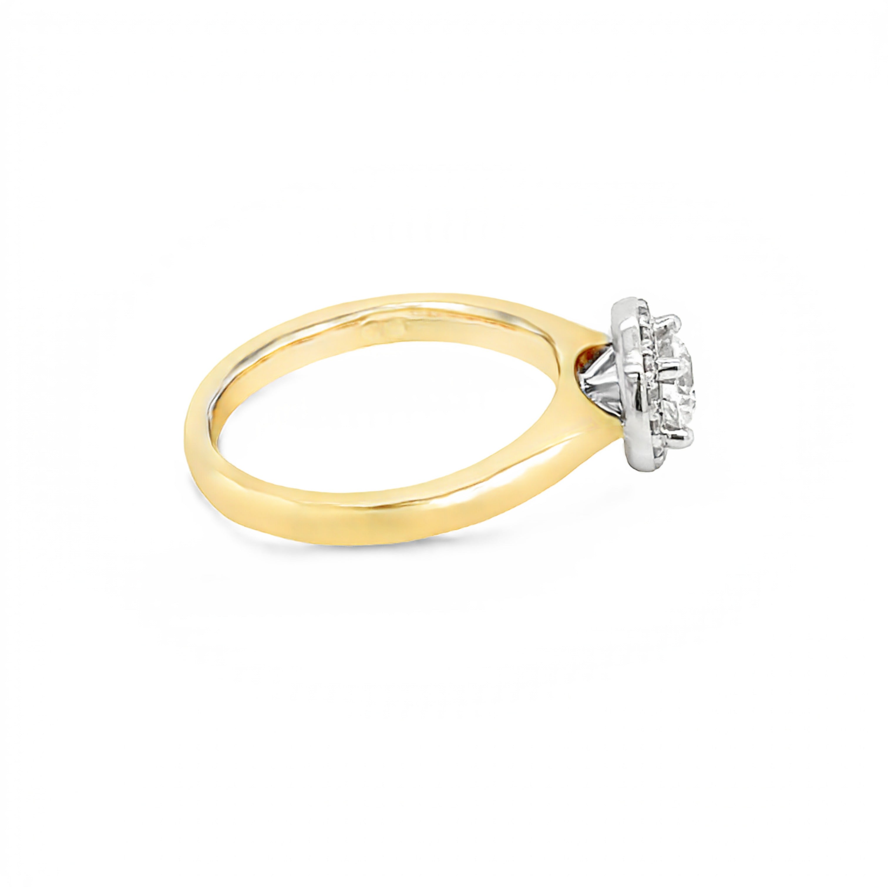 18ct Yellow Gold 0.70ct Round Brilliant Cut Diamond Halo Ring- tdw 0.86ct