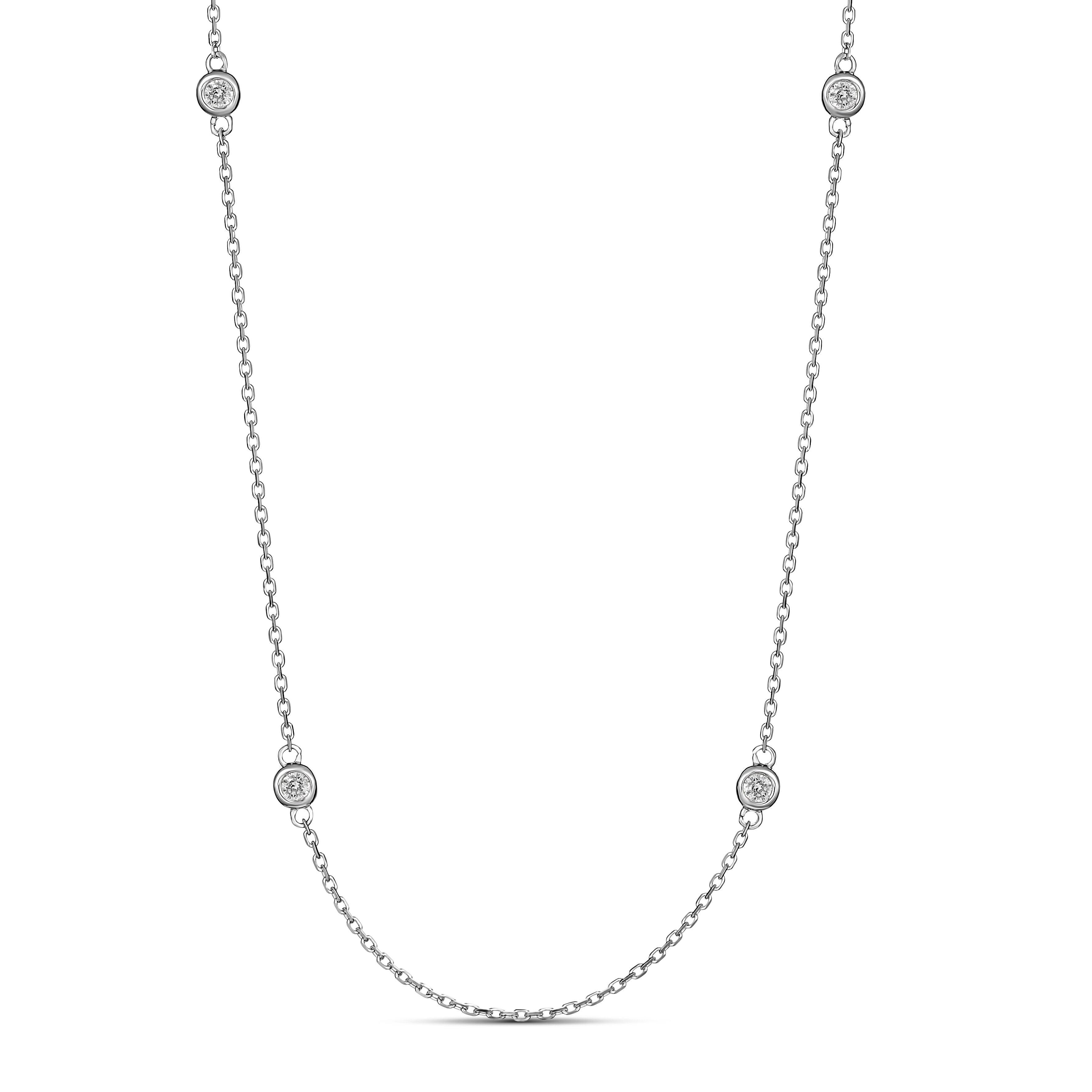 9ct White Gold 0.30ct Diamond Bezel Set Necklet