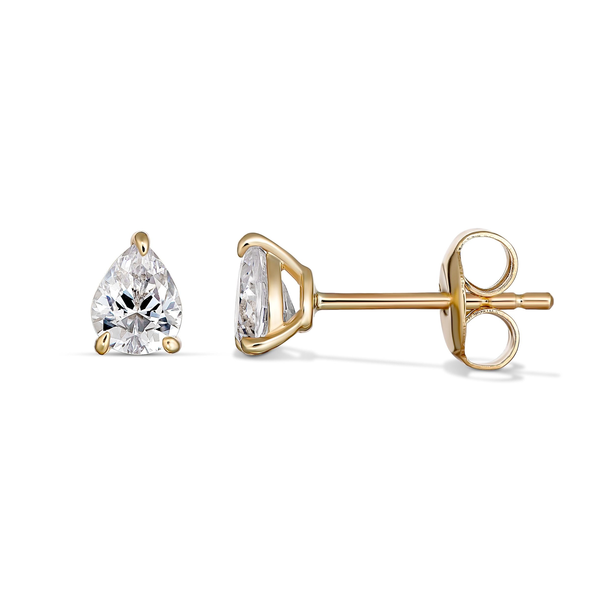 9ct Yellow Gold Pear Stud Earrings