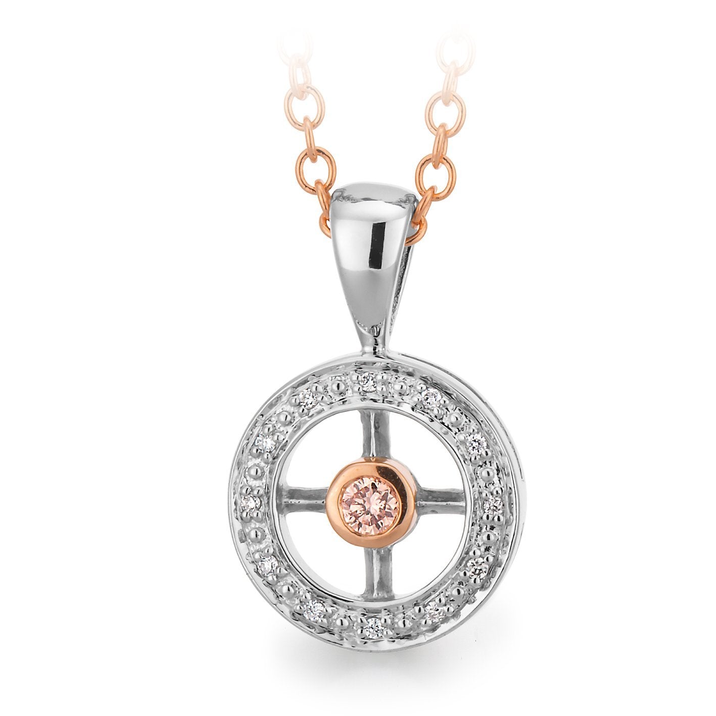 PINK CAVIAR0 0.054ct Pink Diamond Pendant in 9ct White & Rose Gold