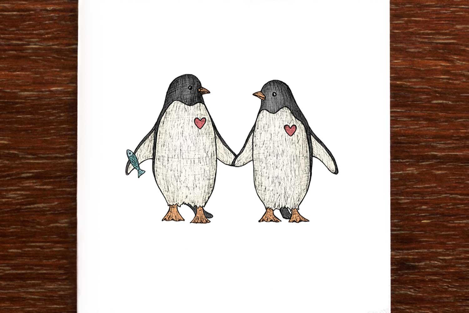 The Nonsense Maker Penguin Love - Greeting Card