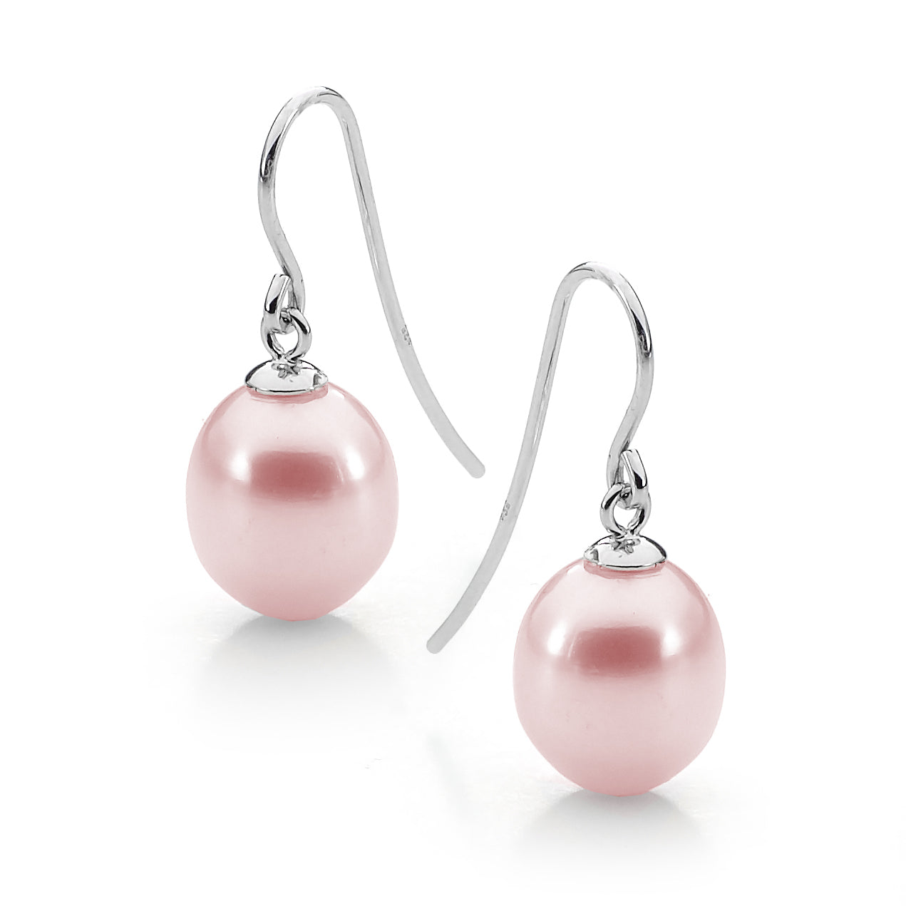 Sterling Silver Drop Freshwater Pearl Shepard Hook Earrings- 7.5-8mm