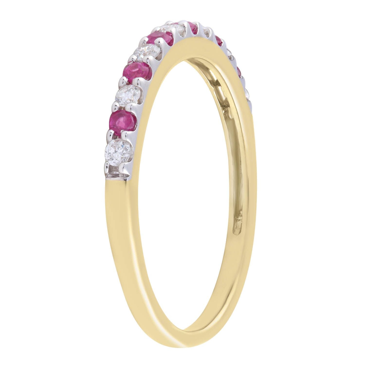 Yellow Gold 0.15ct Diamond and Ruby Ring
