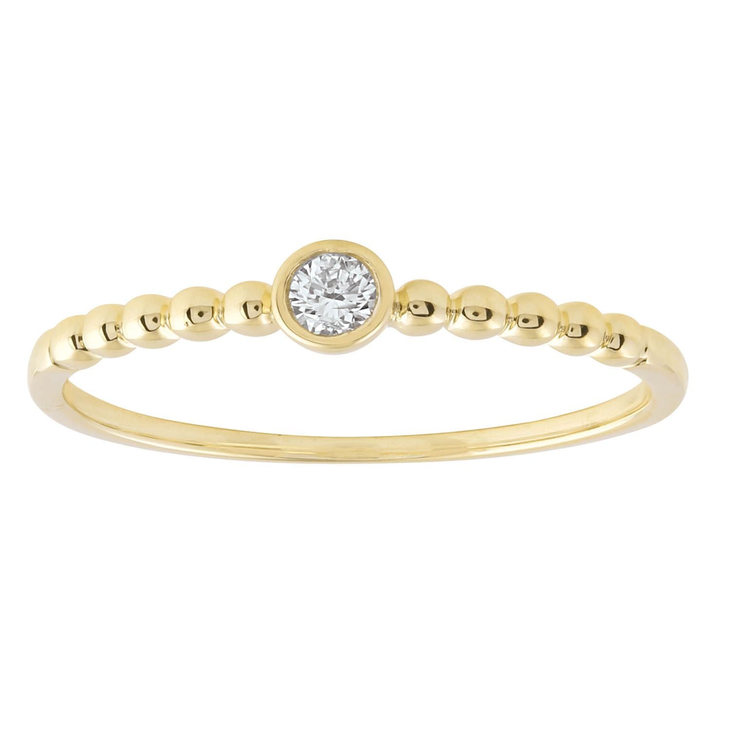 Yellow Gold 0.08ct Bezel Set Diamond Ring