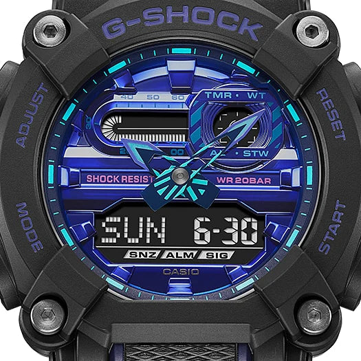 G-Shock Duo Virtual Blue Lcd and Black Watch