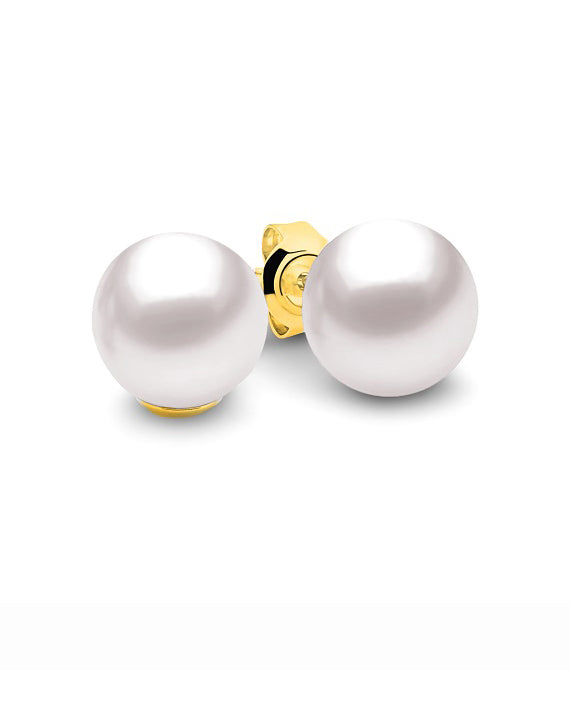 9ct Yellow Gold Round Freshwater studs