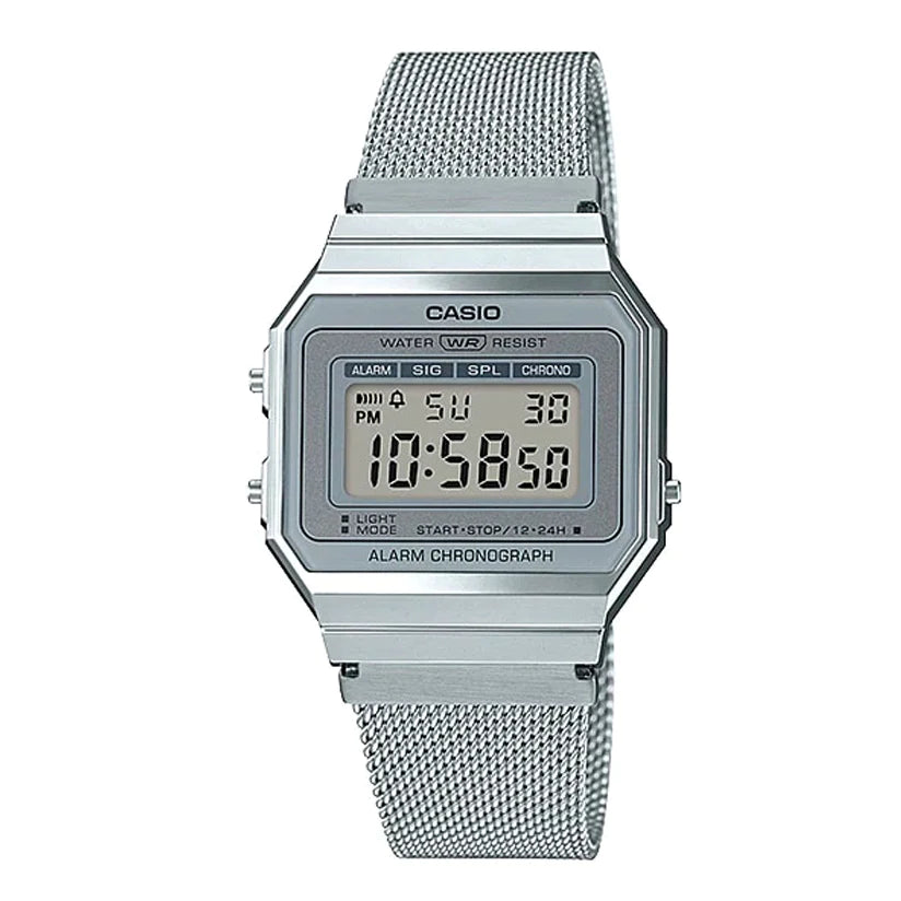Casio Digital Vintage Silver Mesh Watch