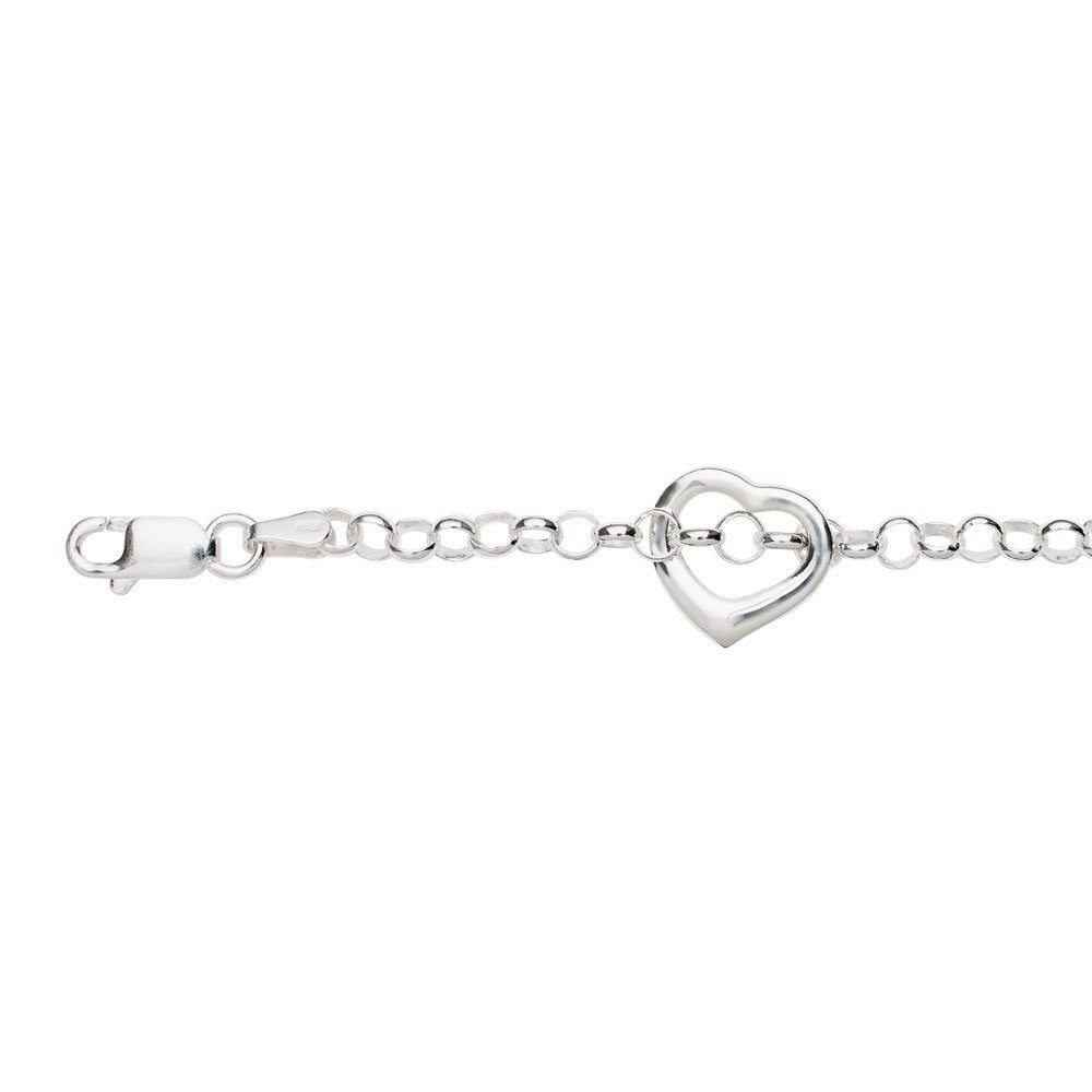 Sterling Silver Belcher Link Heart Anklet