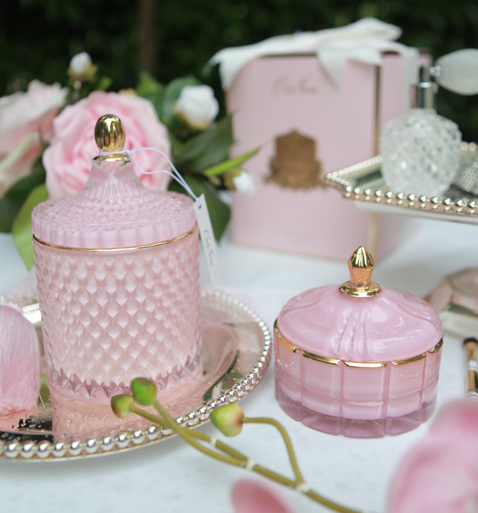 Cóte Noire Pink Art Deco Candle- Pink Champagne