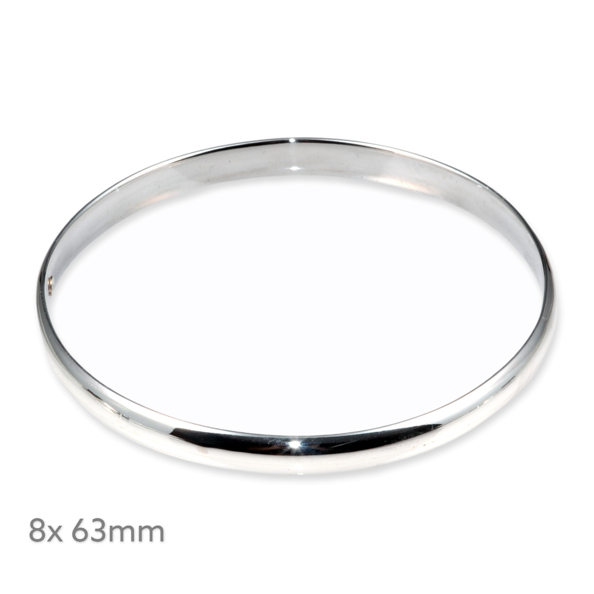 Sterling Silver 8mm Half Round Bangle