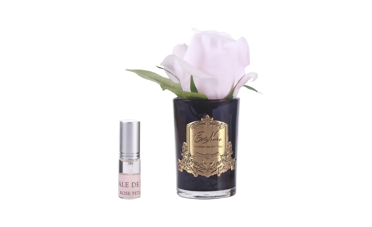 Cóte Noire Rose Bud French Pink Black Glass with Gold