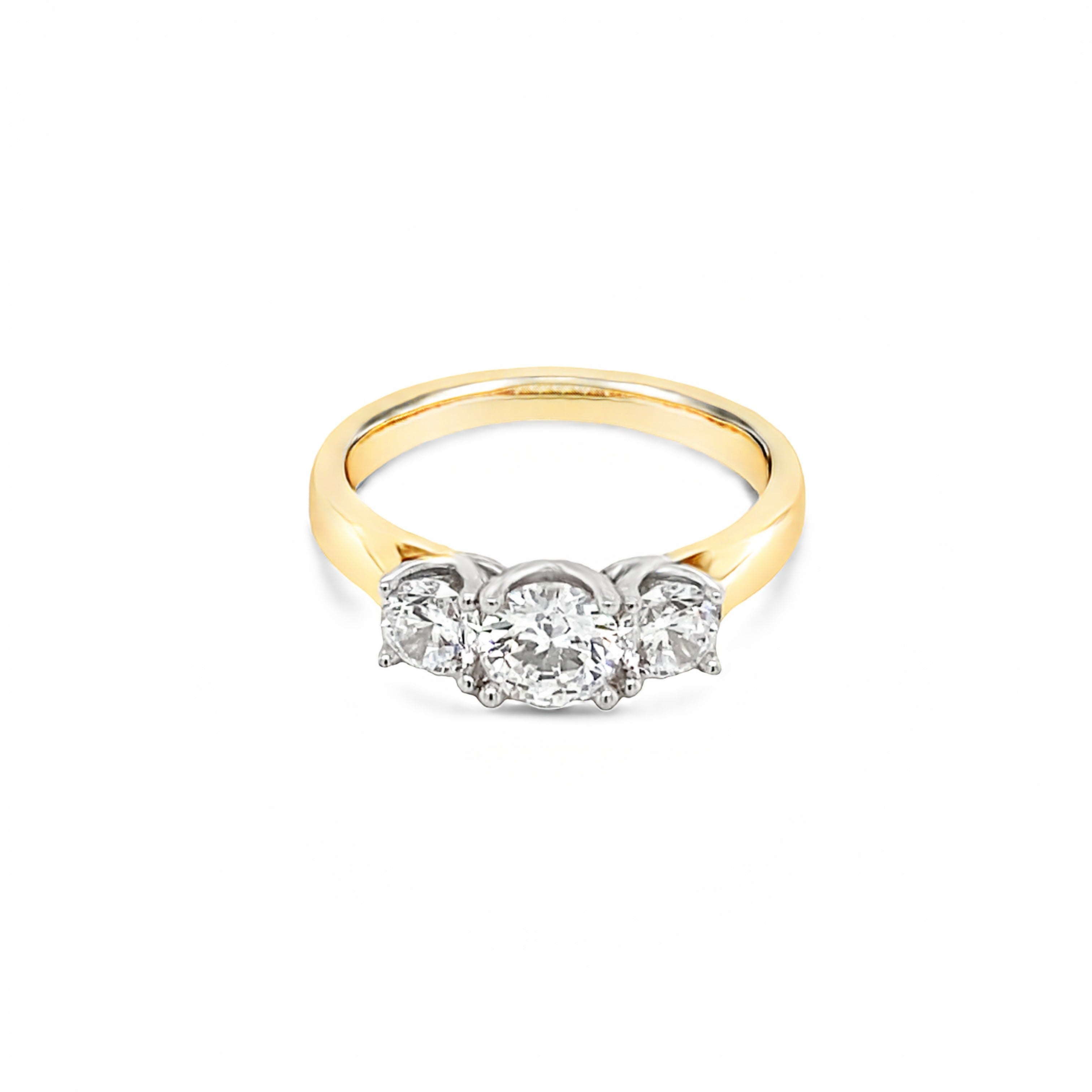 18ct Two Tone Cz Trilogy Ring