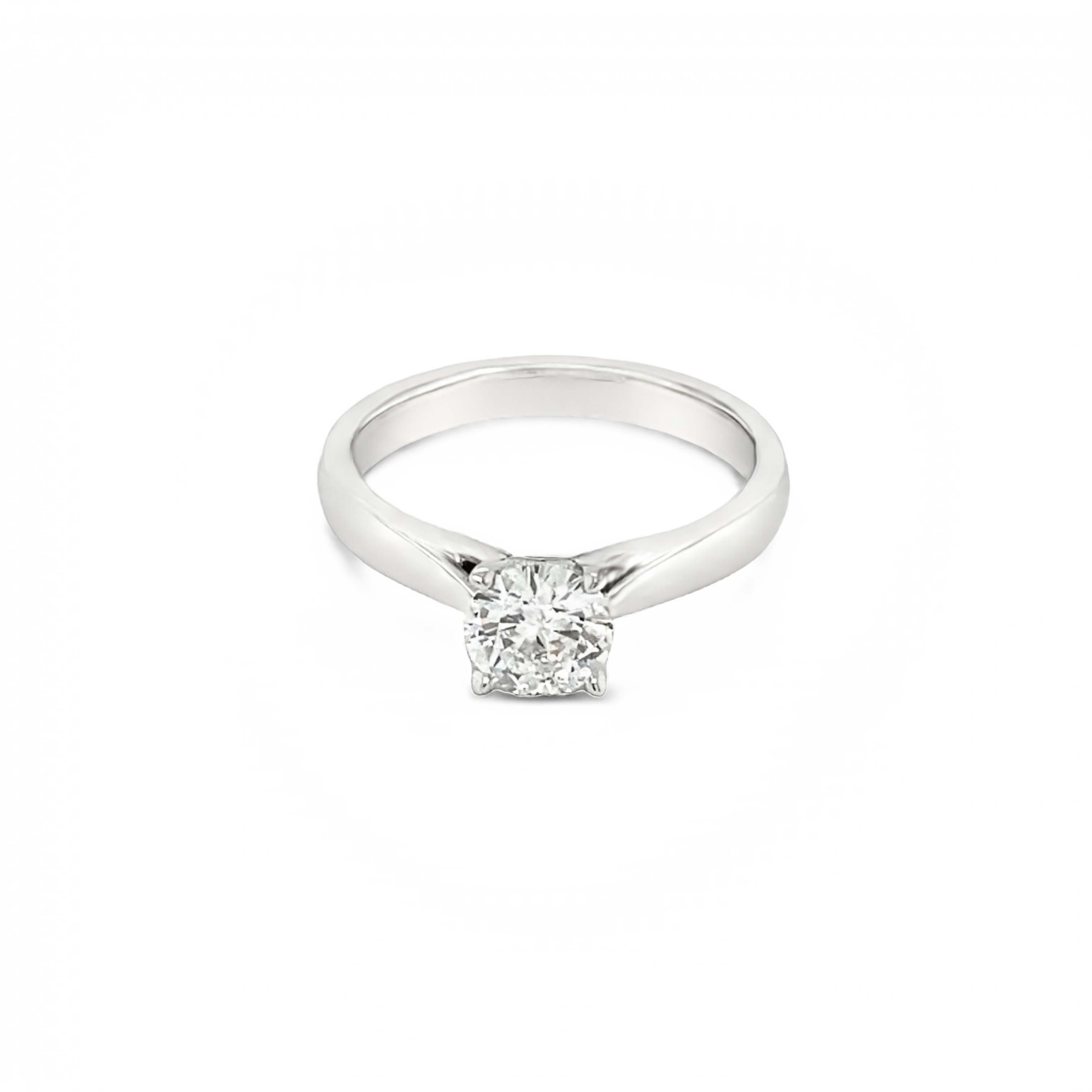 18ct White Gold Round Brilliant Cut Four Claw Solitaire Ring