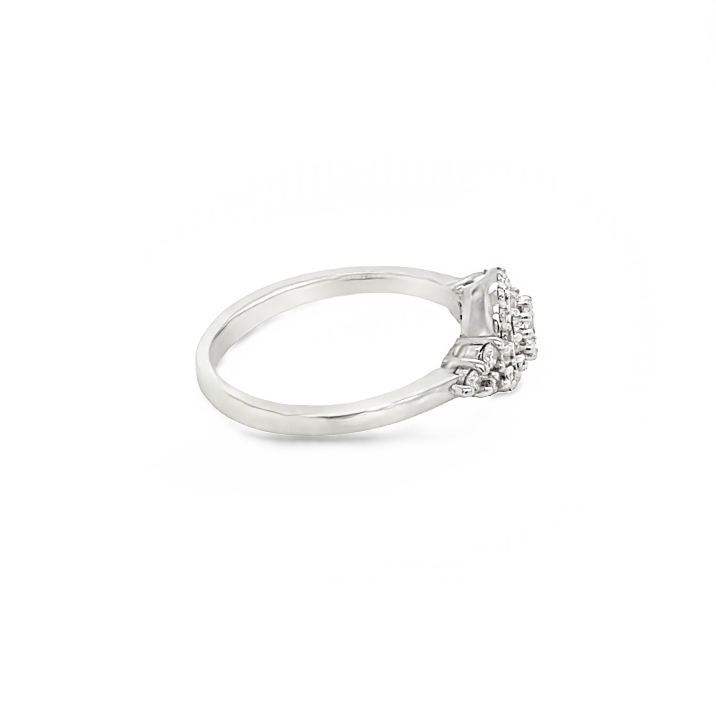 9ct White Gold Round Double Halo Diamond Ring