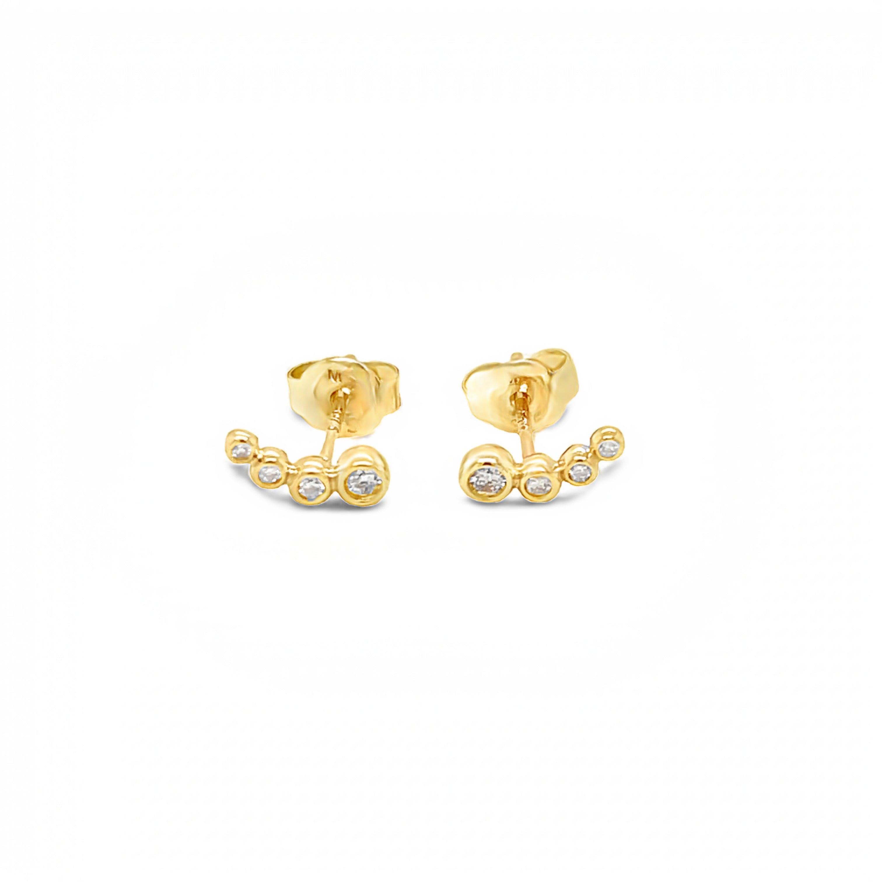 9ct Yellow Gold 3x Bezel Set Diamond Stud Earrings