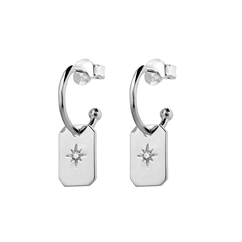 Sterling Silver Rectangle Charm Earrings