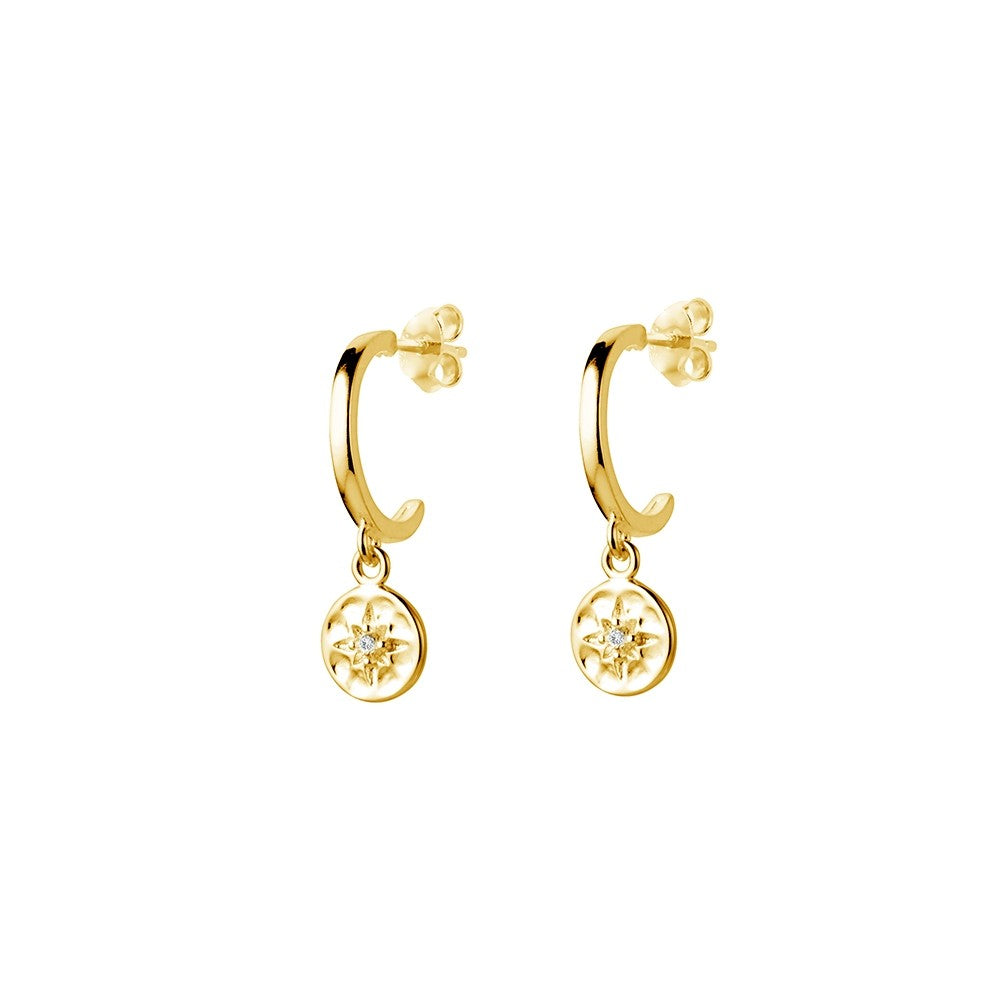 Sterling Silver Yellow Gold Plated Hoop Drop Earrings