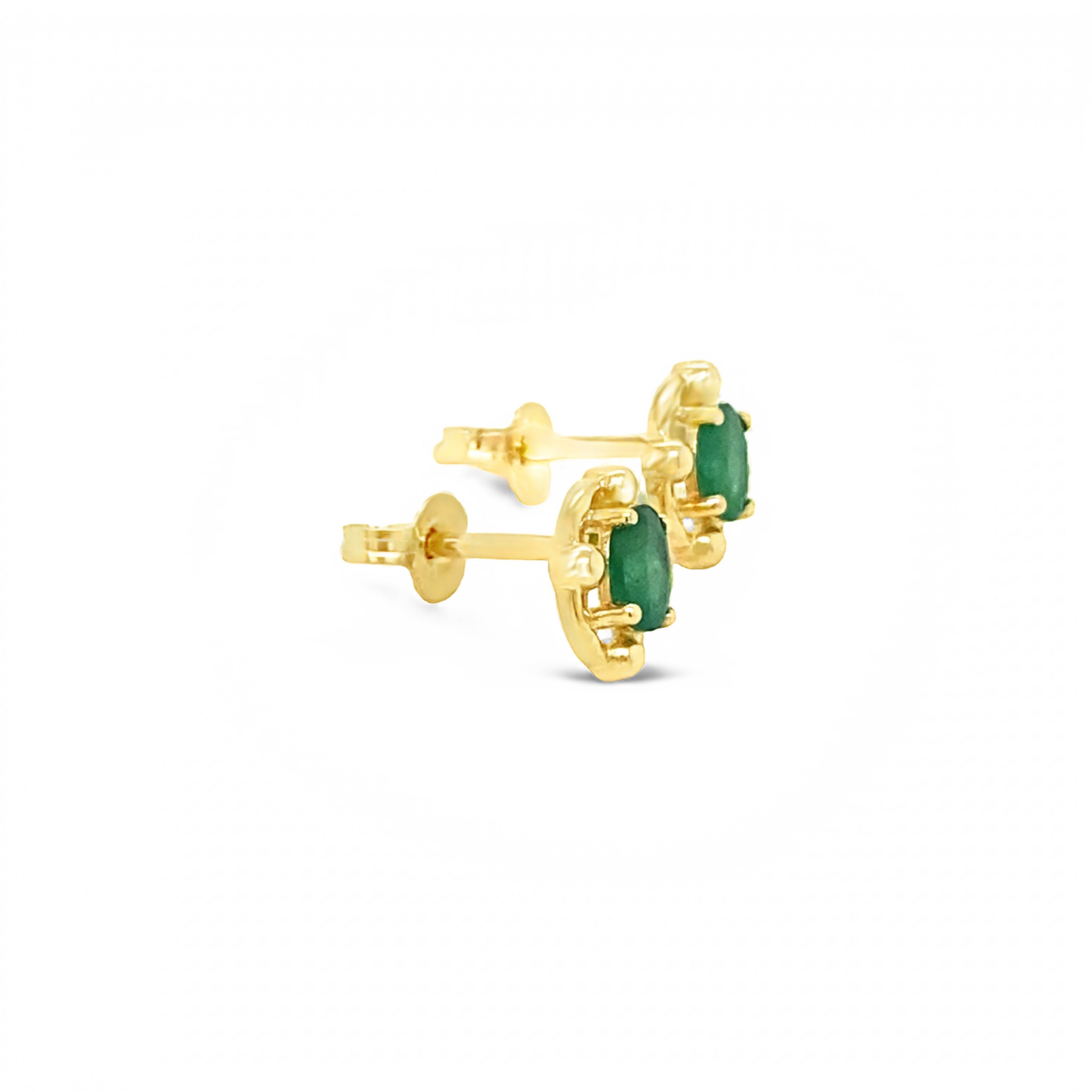 9ct Yellow Gold Emerald Stud Earrings