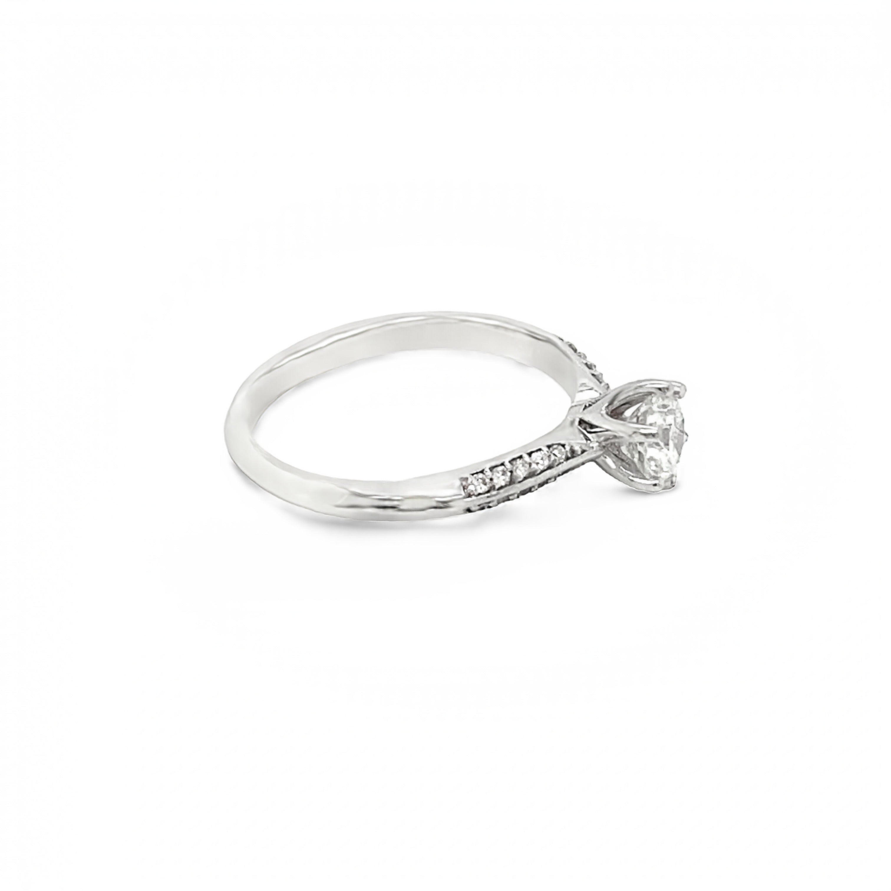 18ct White Gold 0.53ct Six Claw Round Brilliant Cut Diamond Ring- tdw 0.63ct
