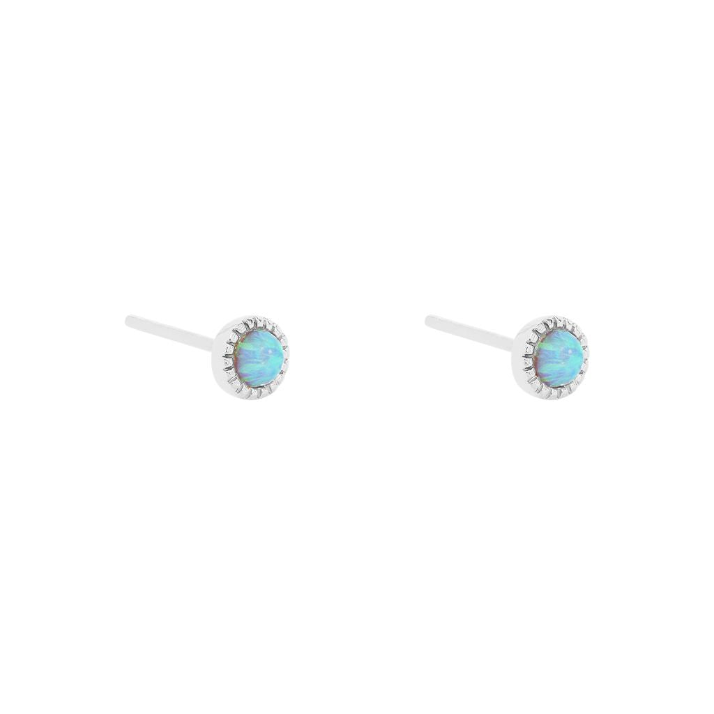 Sterling Silver Milgrain Opalite Stud Earrings