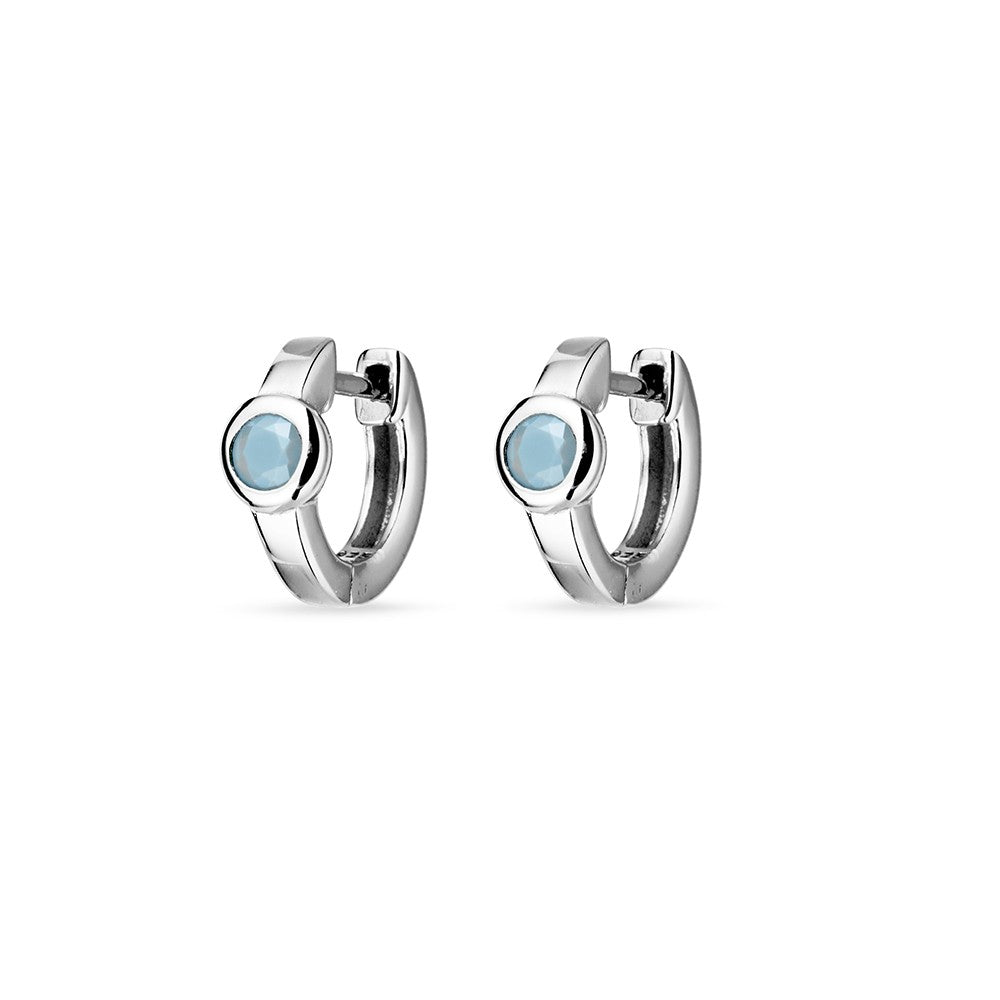 Sterling Silver Huggie with Turquoise Feature