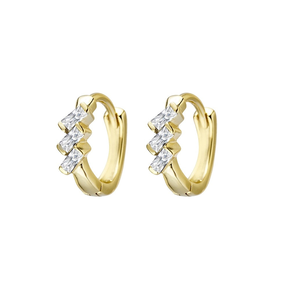 Gold Oblong Cz Huggies
