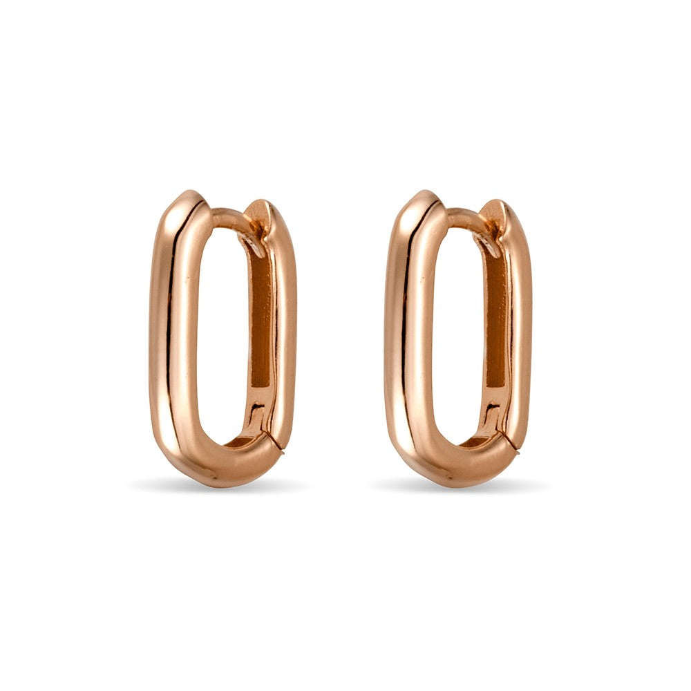Rose Gold Plate Oval Hoop Earrings
