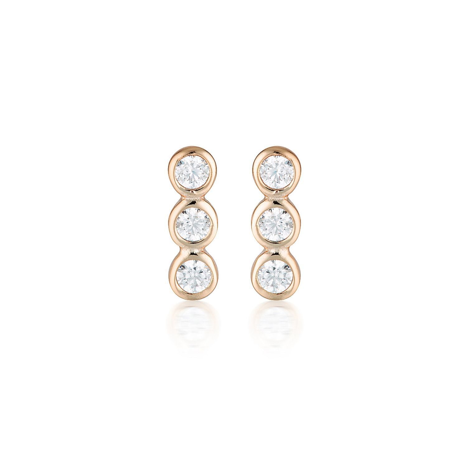 Georgini Rose Gold Trio Stud earrings