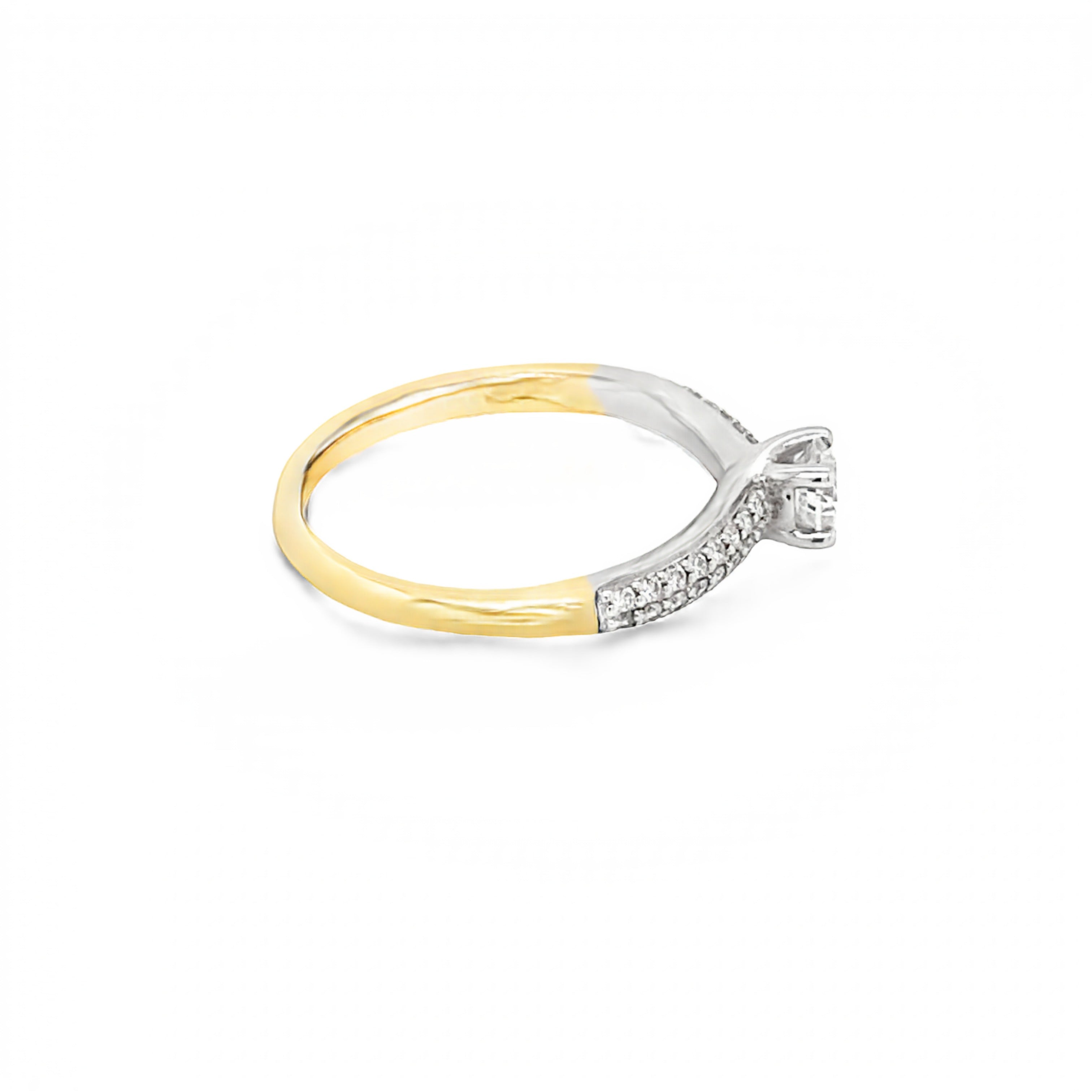 18ct Yellow and White Gold Round Brilliant Cut Pave Style Ring