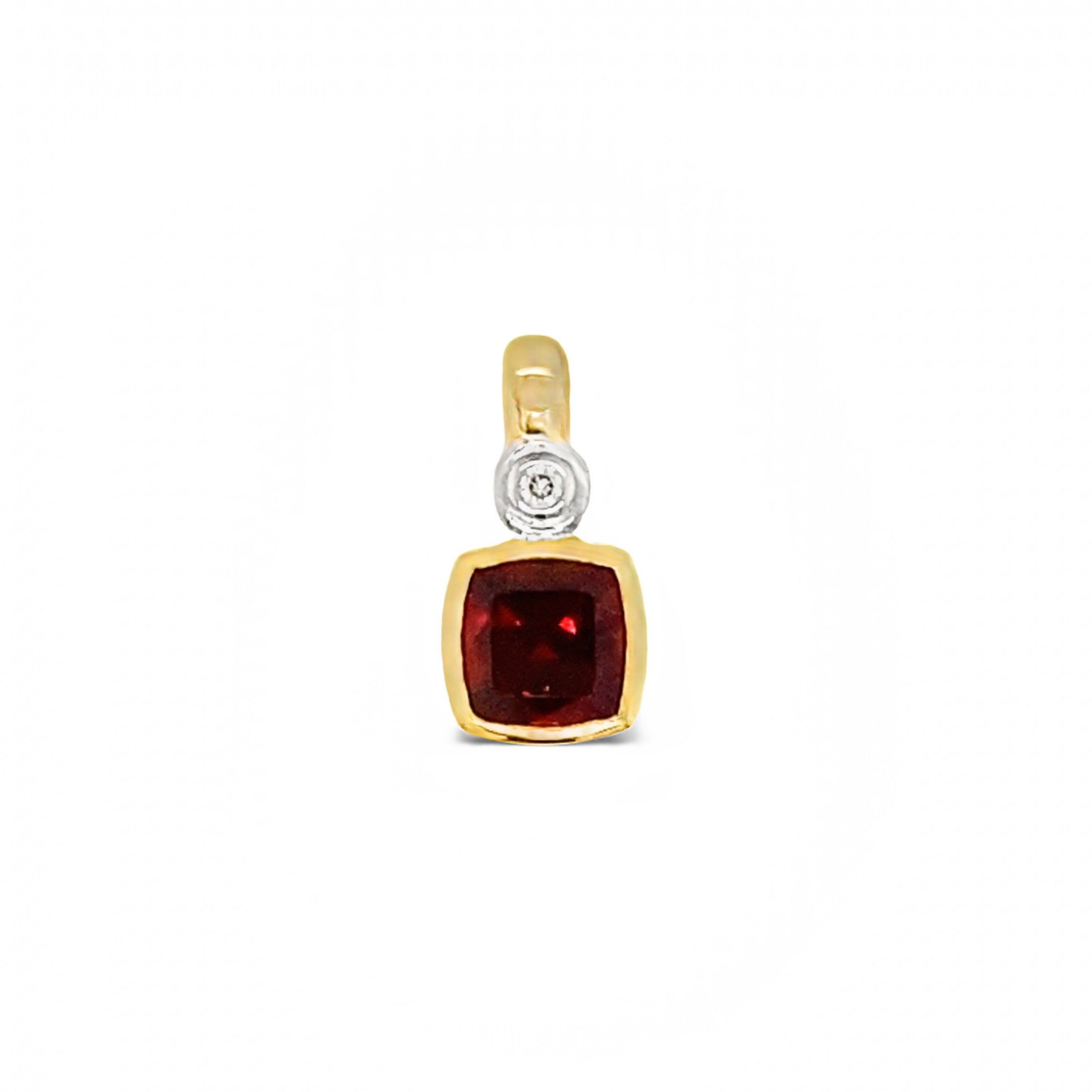 9ct Yellow Gold Garnet and Diamond Pendant