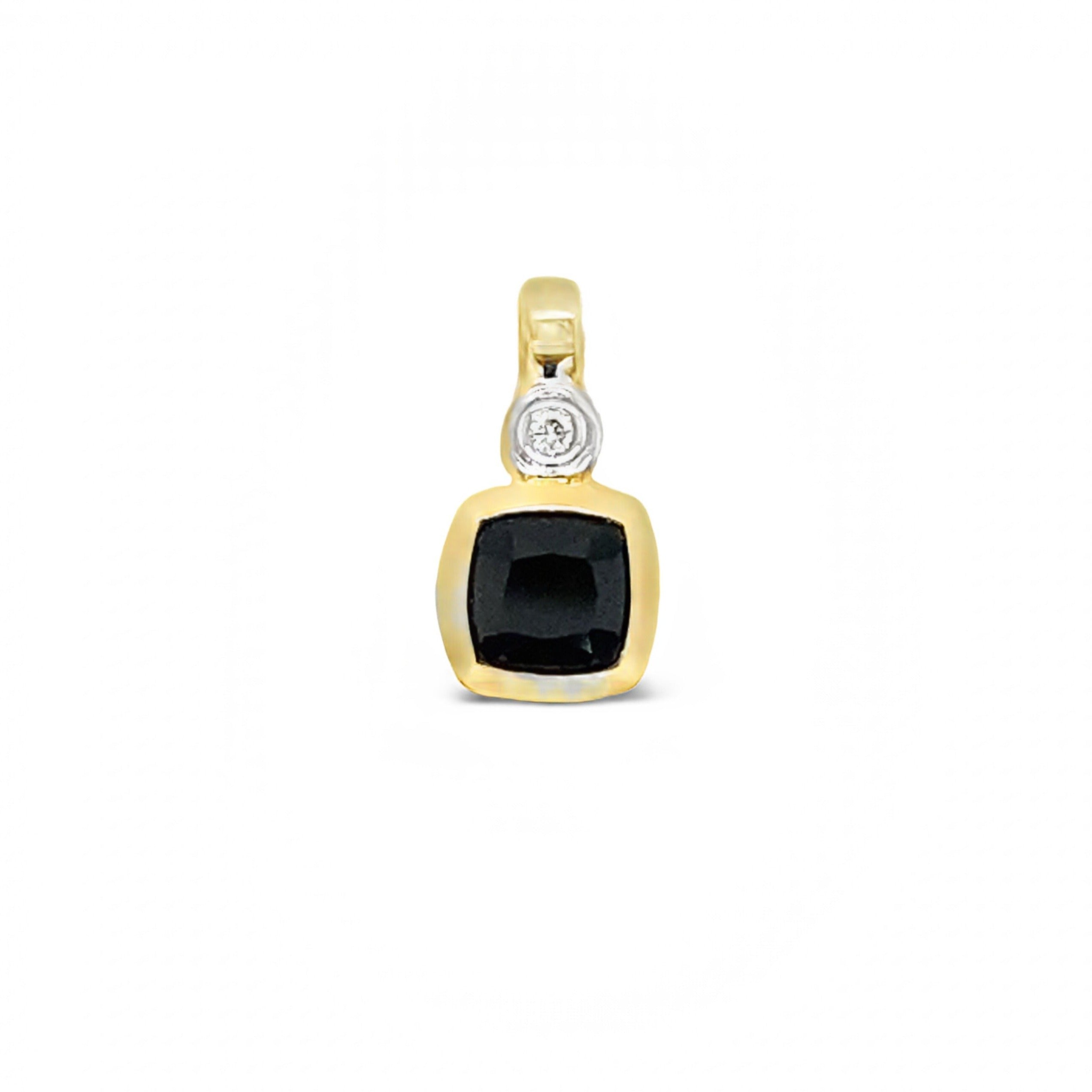 9ct Yellow Gold Cushion Cut Sapphire and Diamond Pendant
