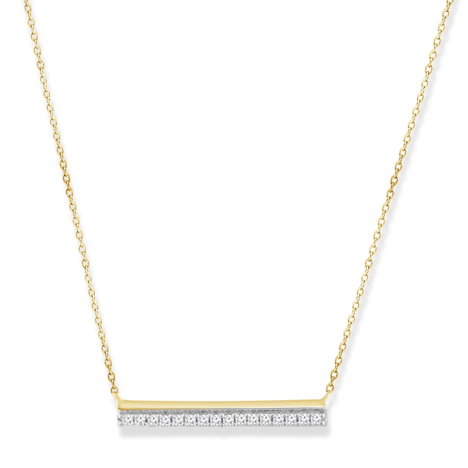 9ct Yellow Gold Diamond Bar Necklace