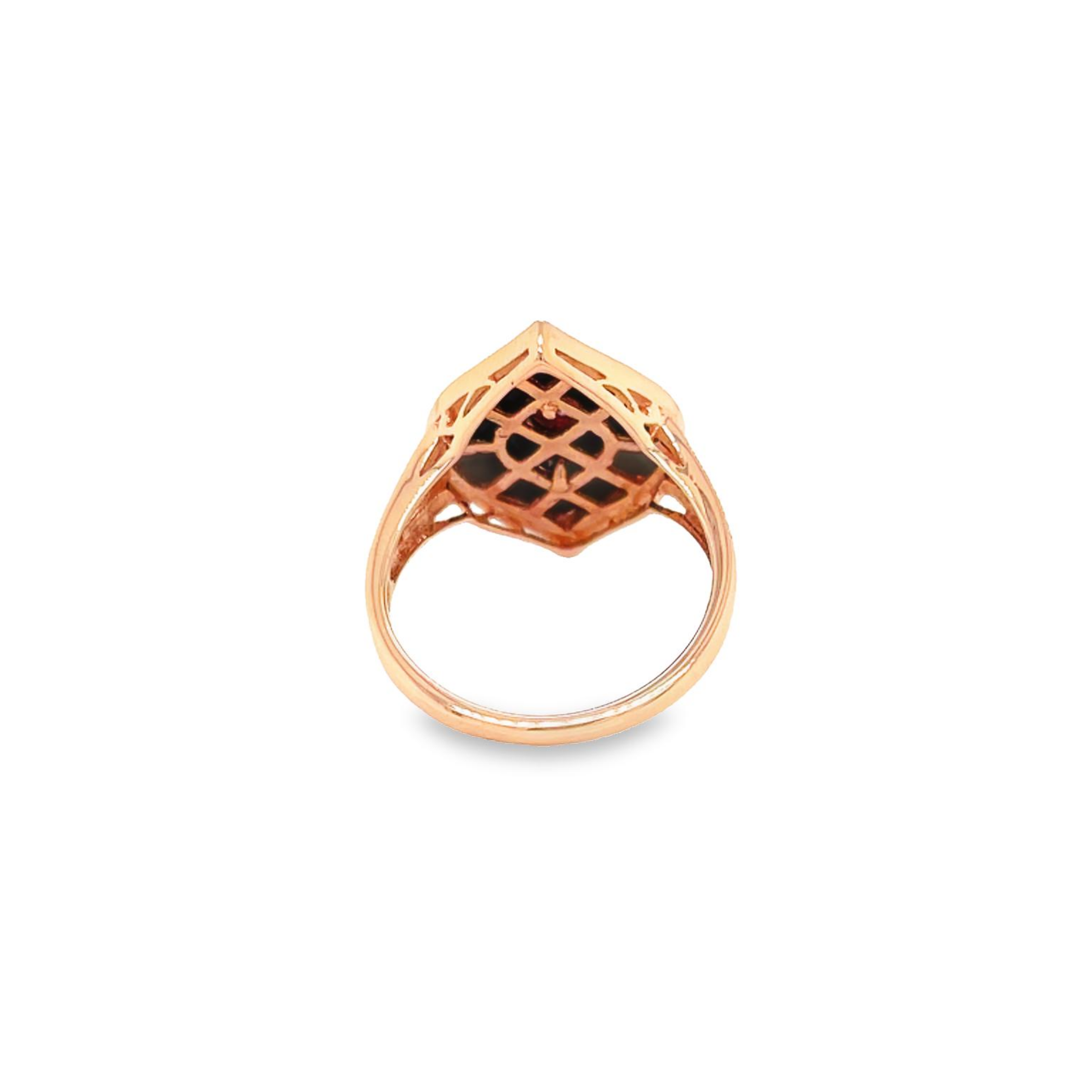 9ct Rose Gold Pink Tourmaline and Onyx Ring
