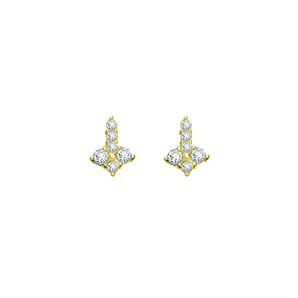 Yellow Gold Cz Stud Earrings