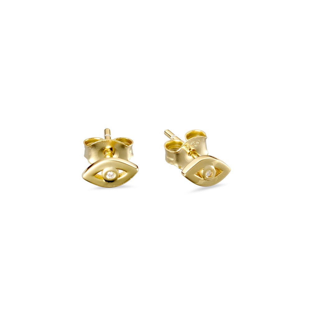 Gold Plate Mini Eye Cz Stud Earrings