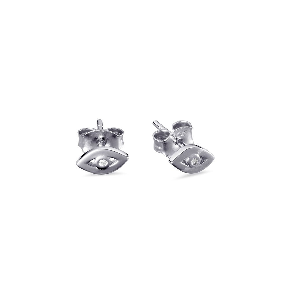 Sterling Silver Mini Eye Cz Stud Earrings