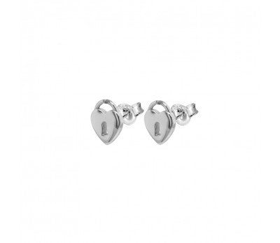 Sterling Silver Mini Padlock Heart Studs