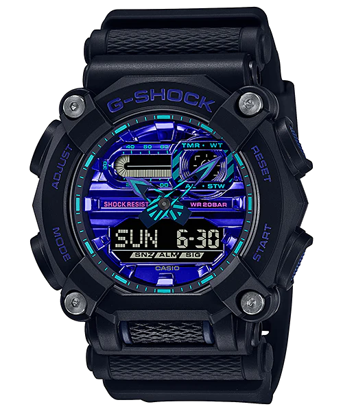 G-Shock Duo Virtual Blue Lcd and Black Watch