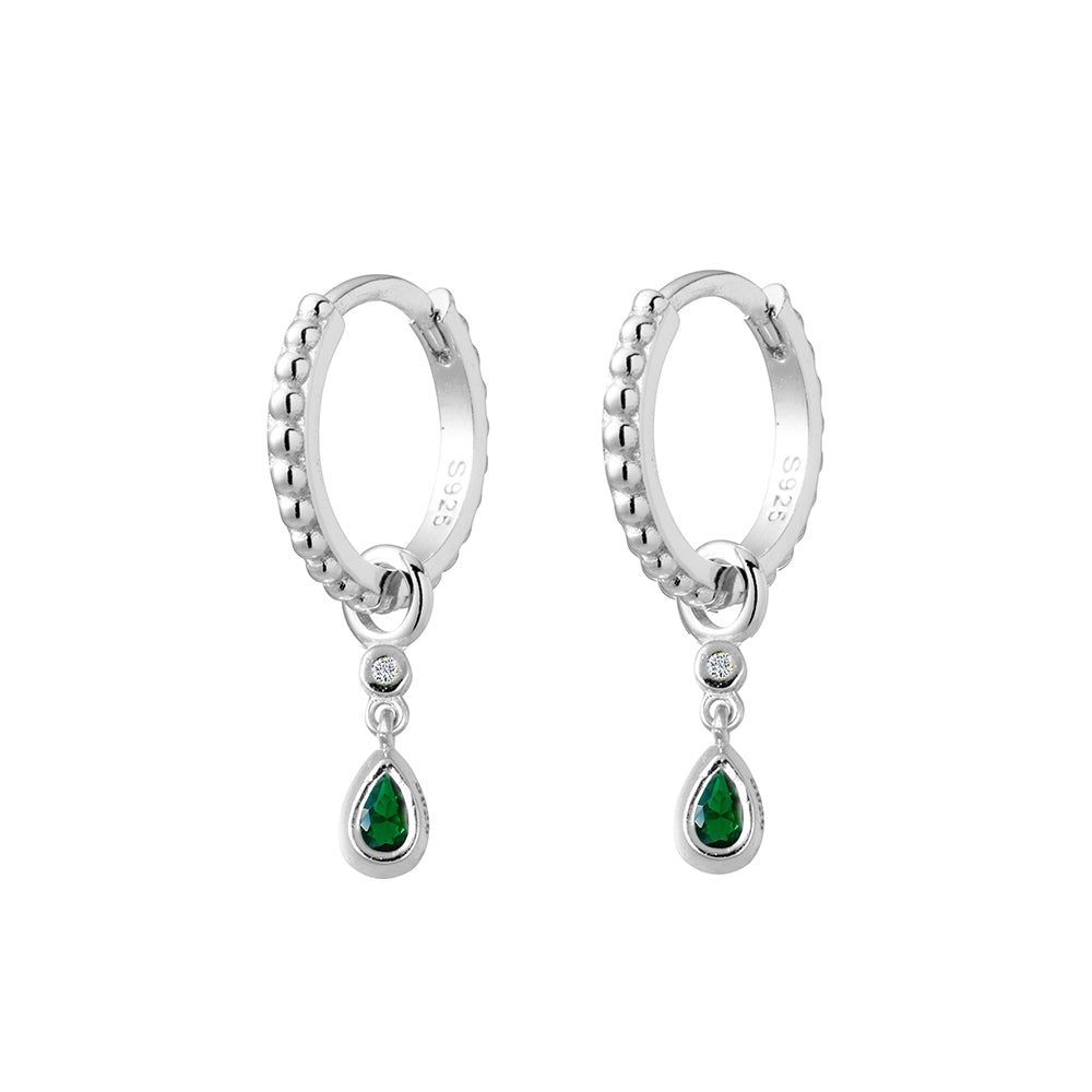 Sterling Silver Petite Earrings with Removable Cubic Zirconia Teardrop Charm