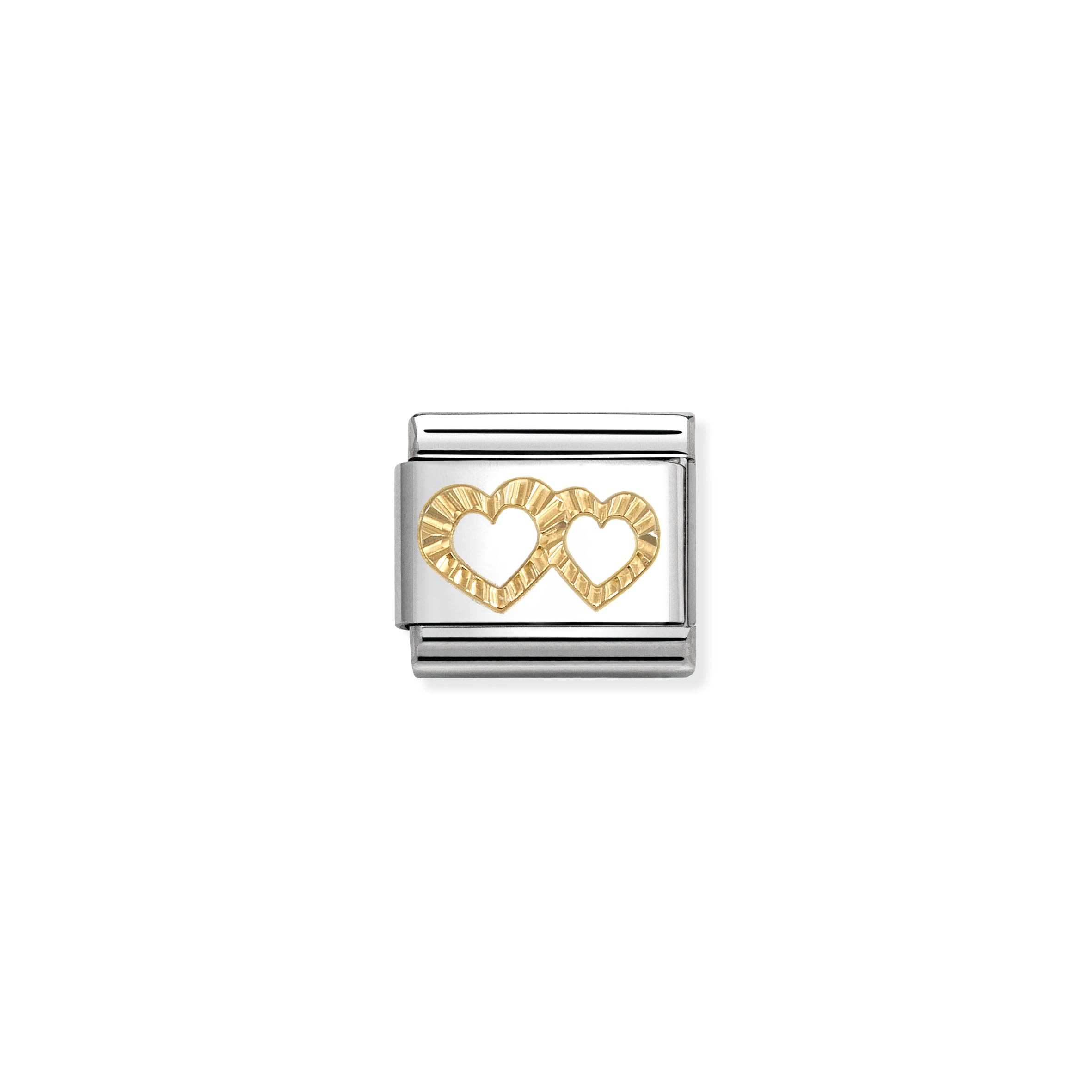 COMPOSABLE CLASSIC LINK 030149/64 ETCHED DETAIL DOUBLE HEART IN 18K GOLD
