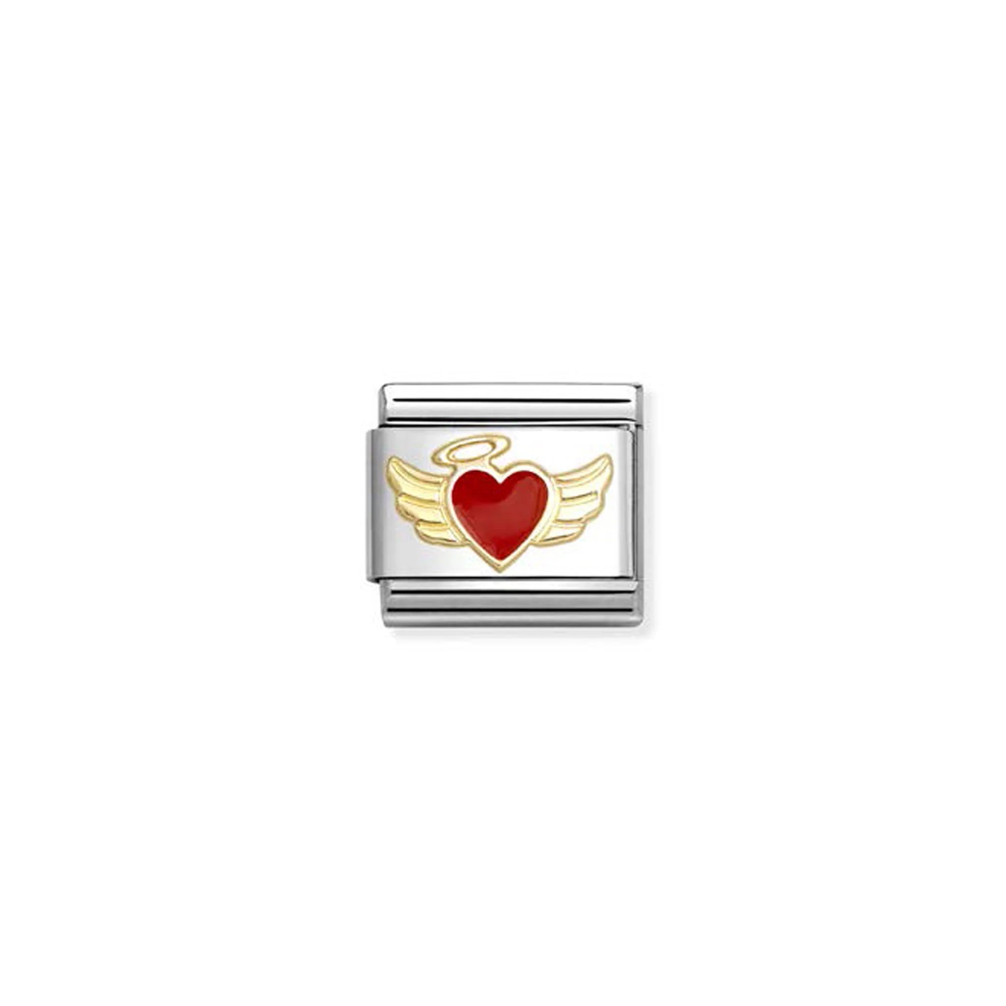 Nominations Angel Heart in 18K Gold and Red Enamel