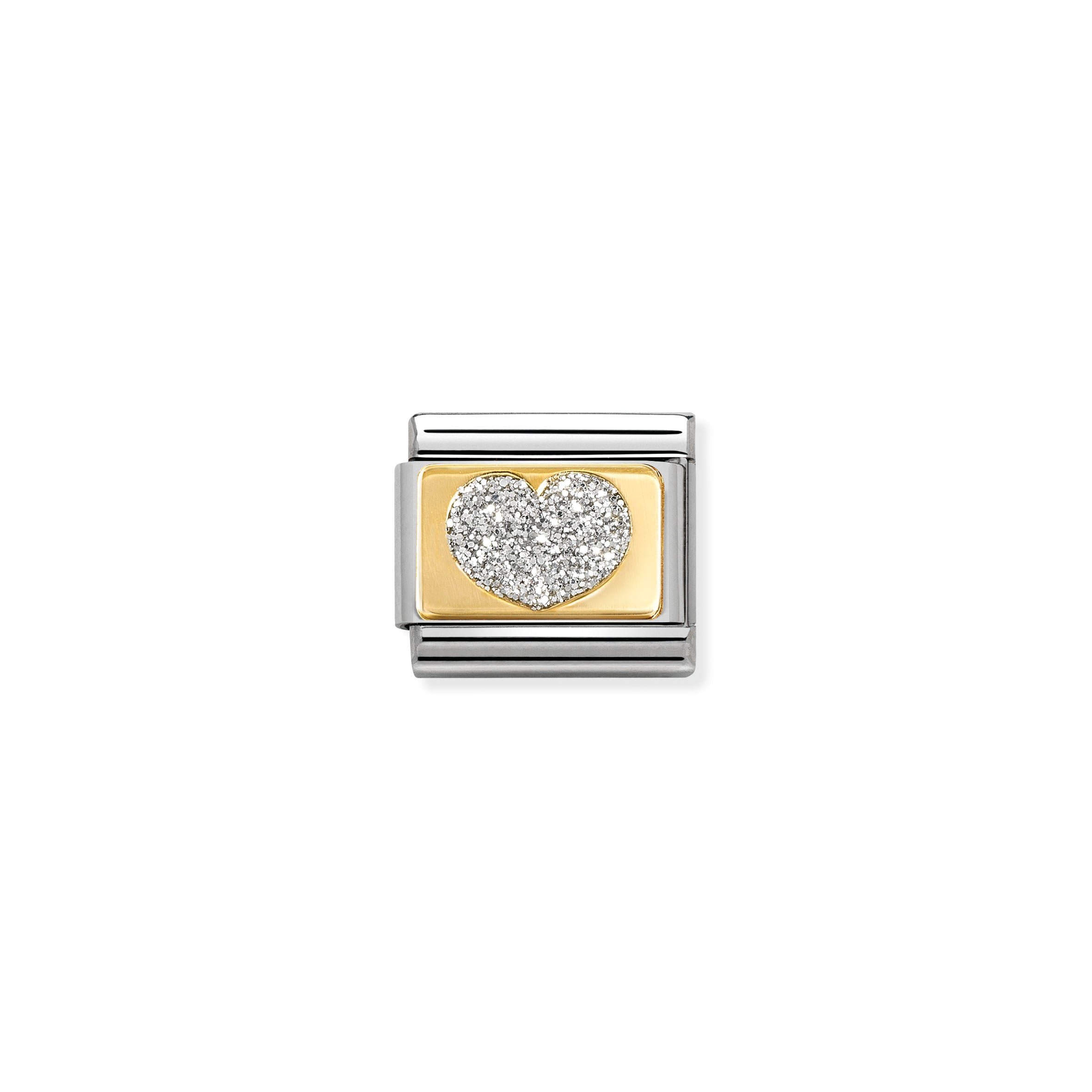 Composable Classic Link Glitter Heart in 18k Gold 030224/09