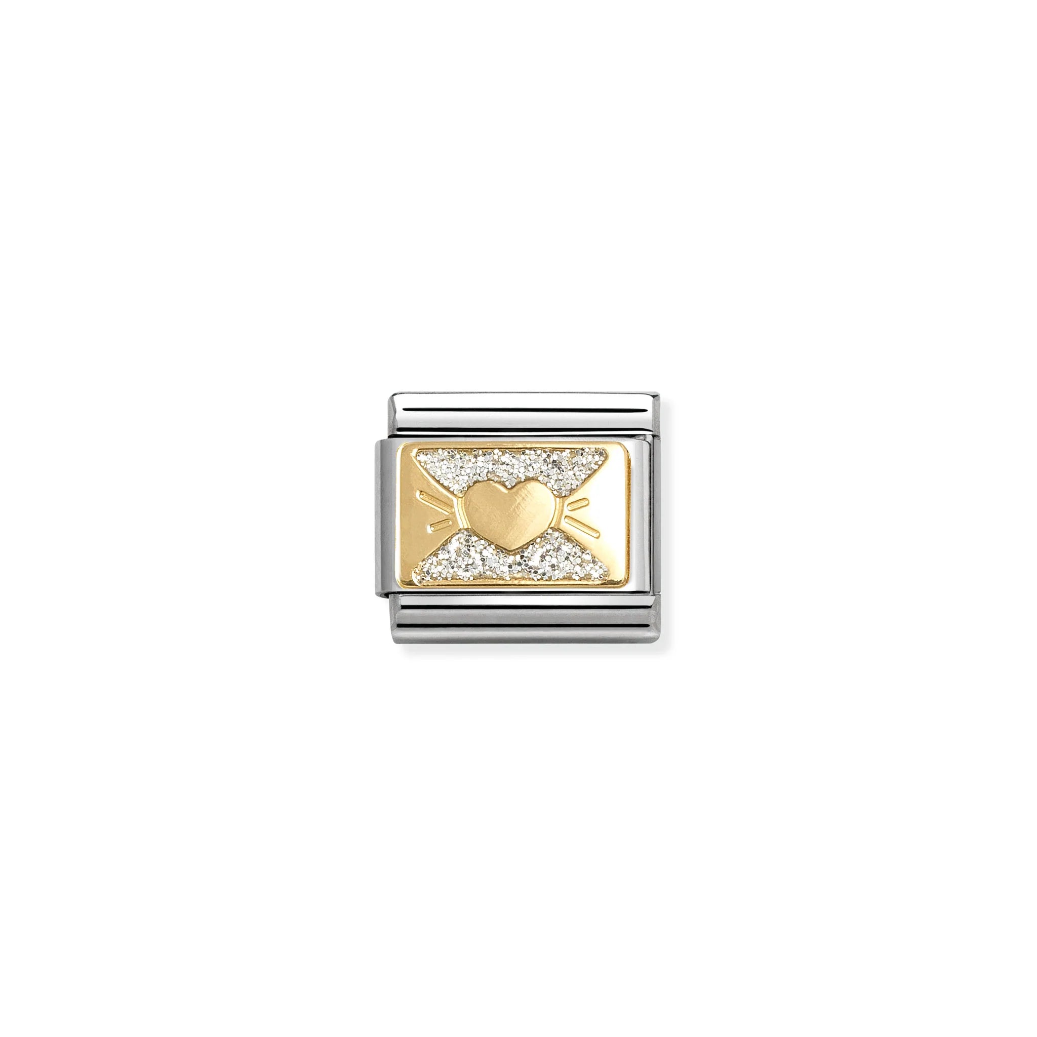 COMPOSABLE CLASSIC LINK 030224/11 HEART BOW GLITTER IN 18K GOLD