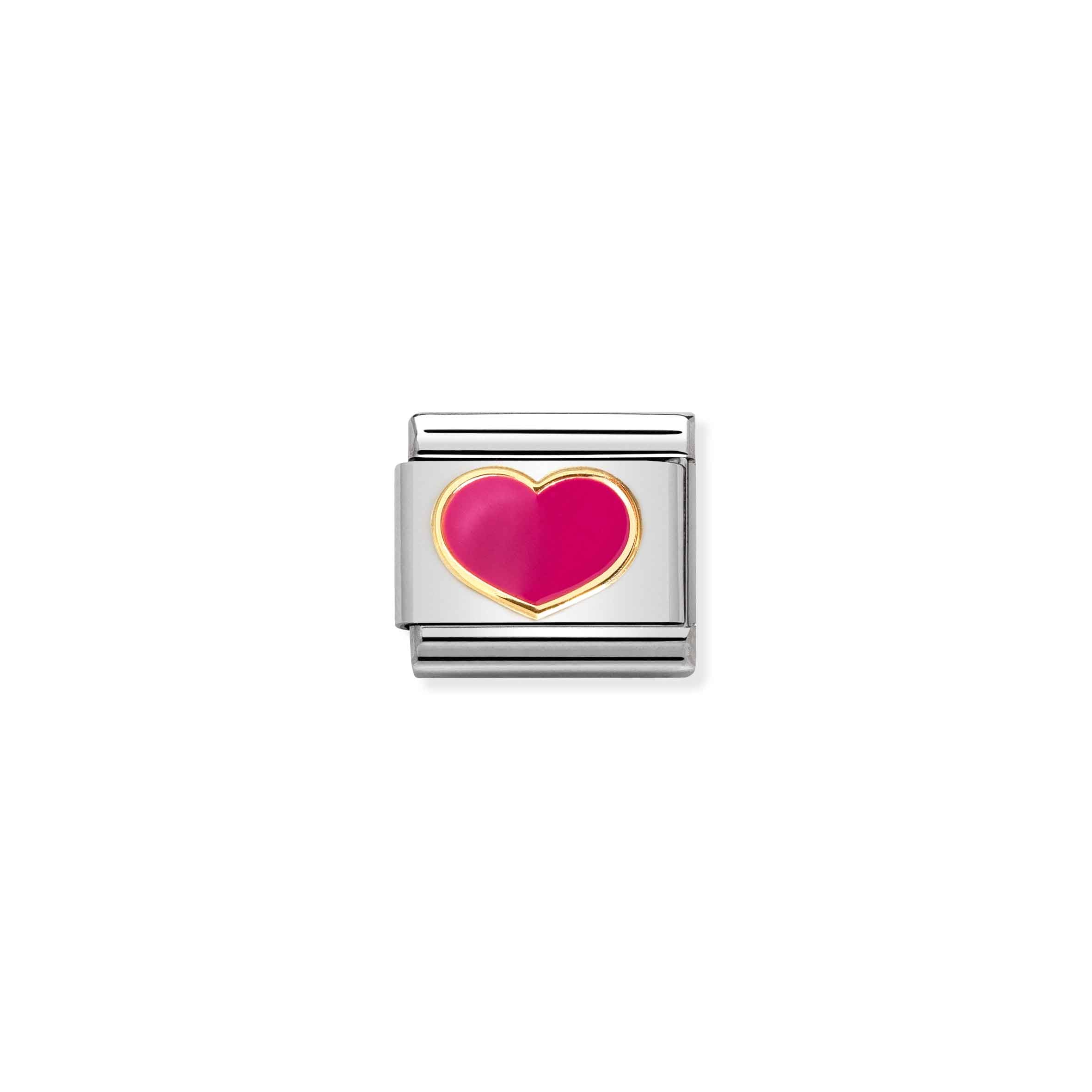 COMPOSABLE CLASSIC LINK 030283/24 FUCHSIA HEART IN GOLD