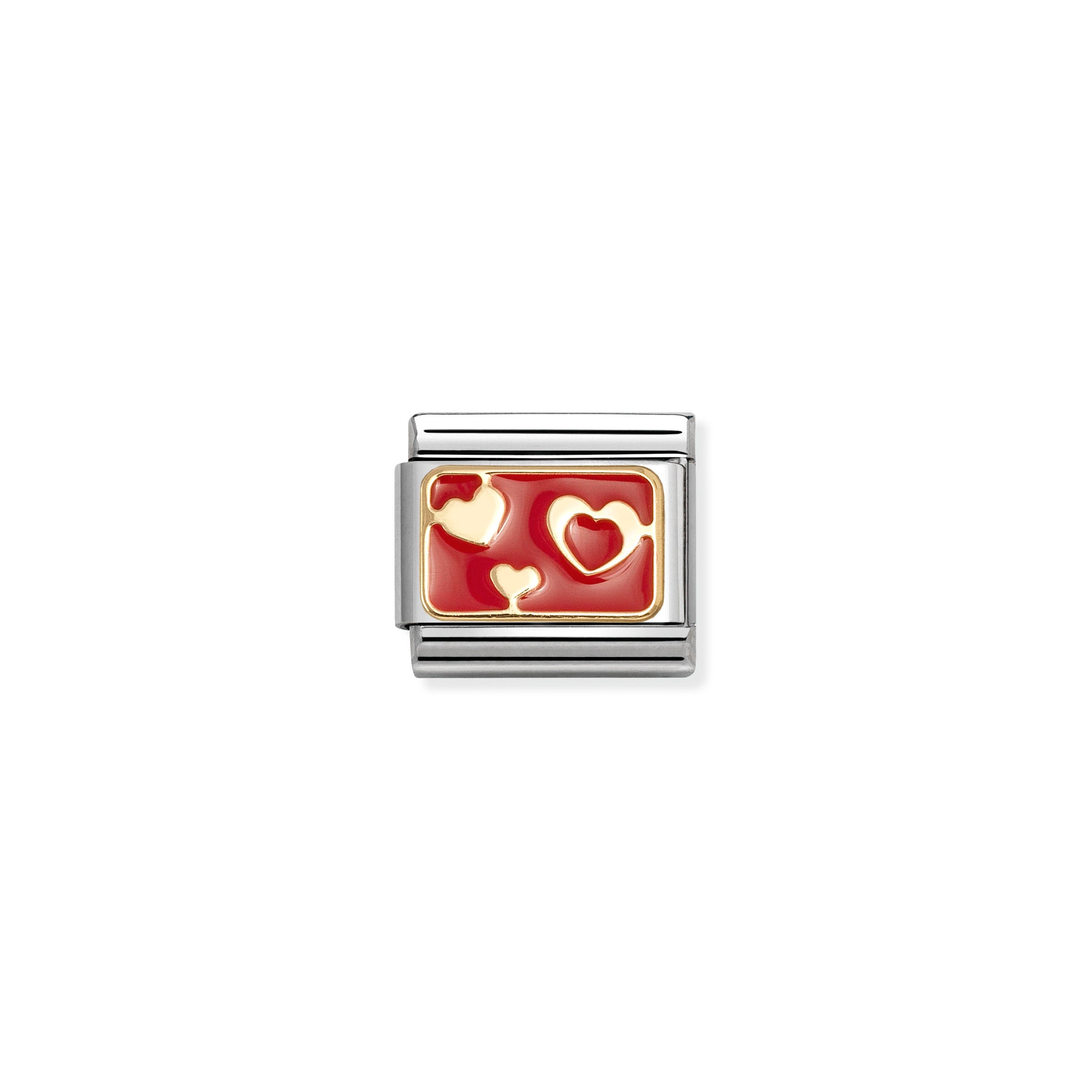 Composable Classic Link 030284/74 Red Heart Plate. s/steel, enamel & 18K Gold